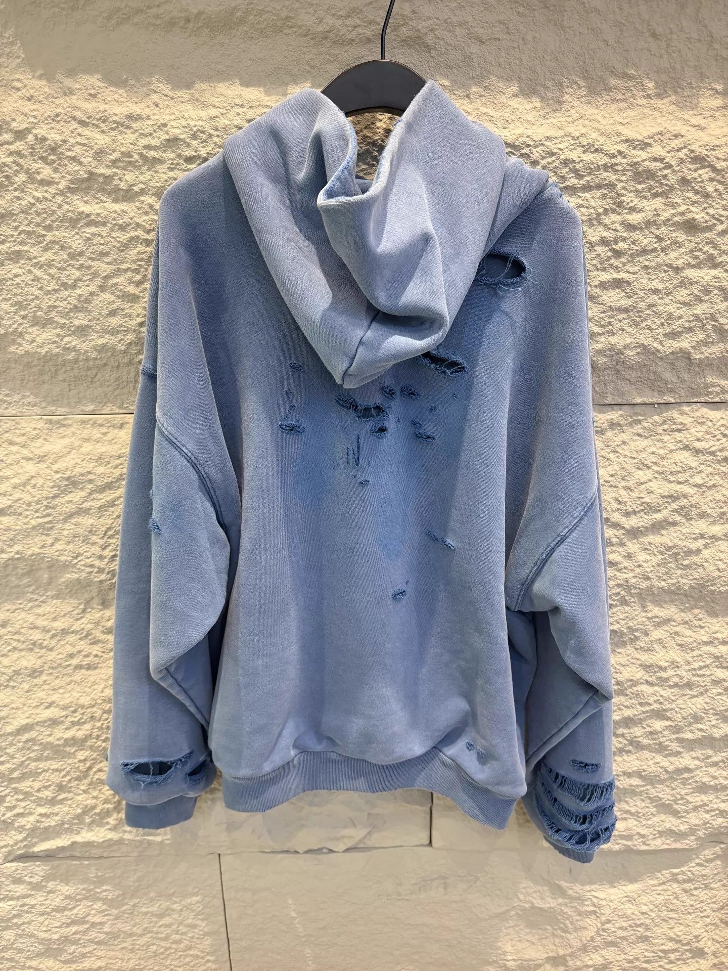 Balenciaga Balenciaga FW25 3B Wormhole Destroyed Unisex Blue Hoodie S Size S / US 4 / IT 40 - 4 Thumbnail