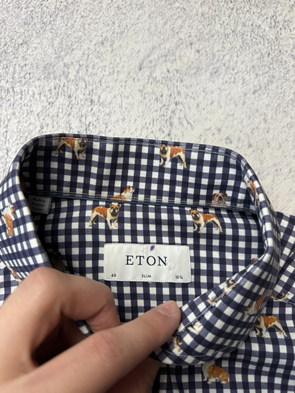 Eton ETON Mens Button Down Monogram Mops Slim Long Sleeve Shirt Size US M / EU 48-50 / 2 - 15 Thumbnail