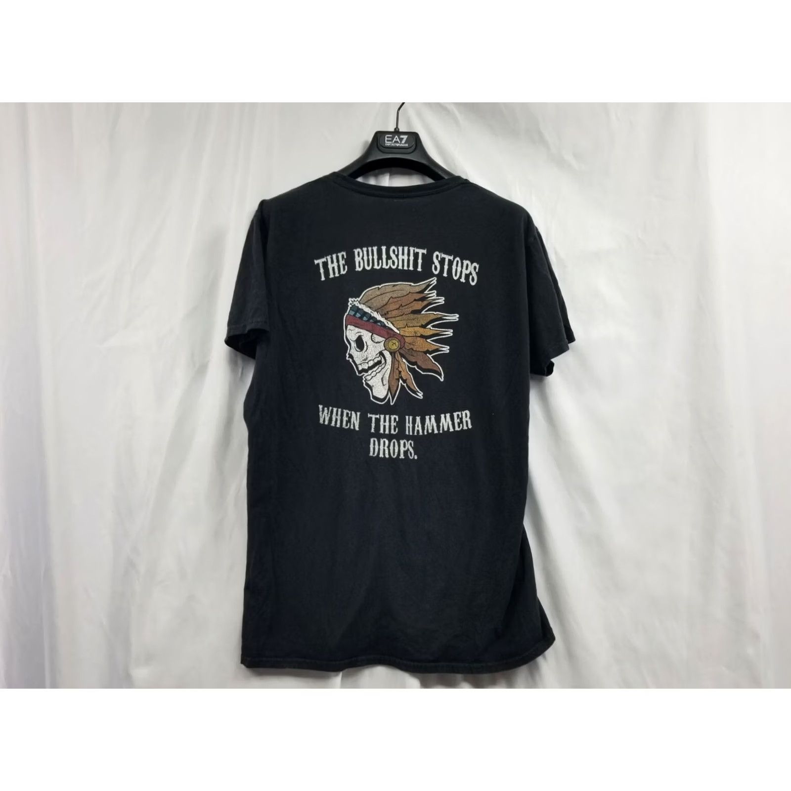 Hanes Hanes Gun T-Shirt Mens L Black The BS stops when the hammer drop Ammo Right Funny Cotton Size US L / EU 52-54 / 3 - 4 Thumbnail
