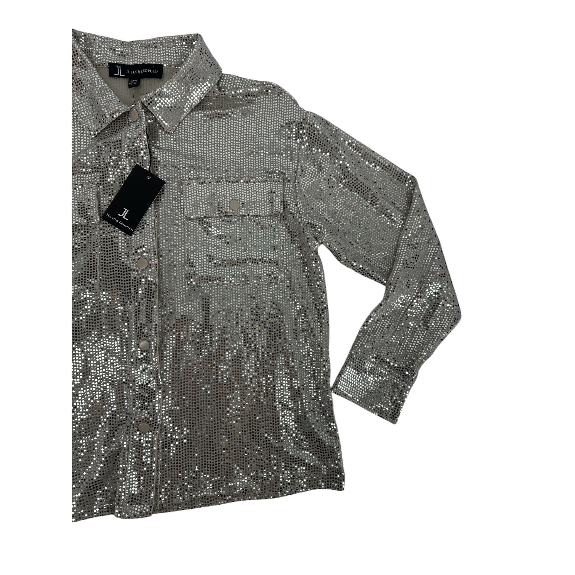 Other Jules & Leopold Women Metallic Sequin Shirt Jacket Medium Si Size M / US 6-8 / IT 42-44 - 5 Thumbnail