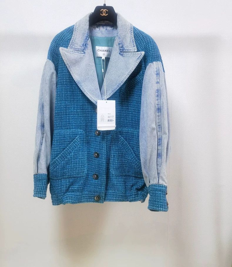 Chanel Chanel 22S tweed stitching denim jacket Size XS / US 0-2 / IT 36-38 - 1 Thumbnail