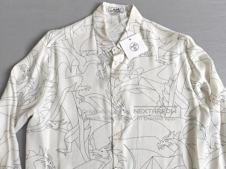Hermes Hermes size 40 Silk shirt, 100% mulberry silk fabric, drago Size US XXS / EU 40 - 2 Thumbnail
