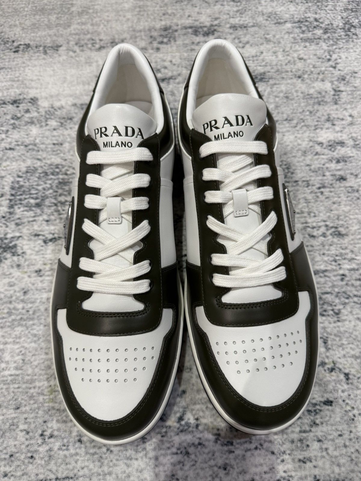 Prada Prada low green and white leather sneakers Size US 11 / EU 44 - 7 Thumbnail