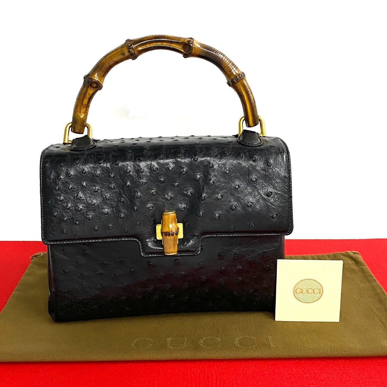 Gucci Gucci Handbag Black Ostrich Size ONE SIZE - 1 Thumbnail
