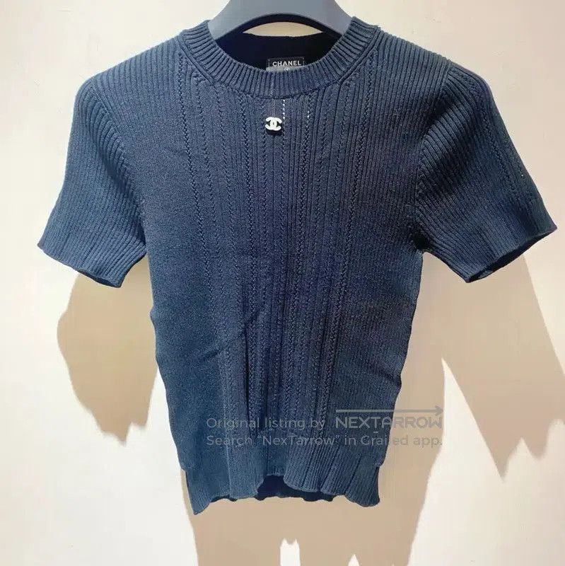 Chanel Chanel Black Cotton Short Sleeve Top . Size XS / US 0-2 / IT 36-38 - 1 Thumbnail