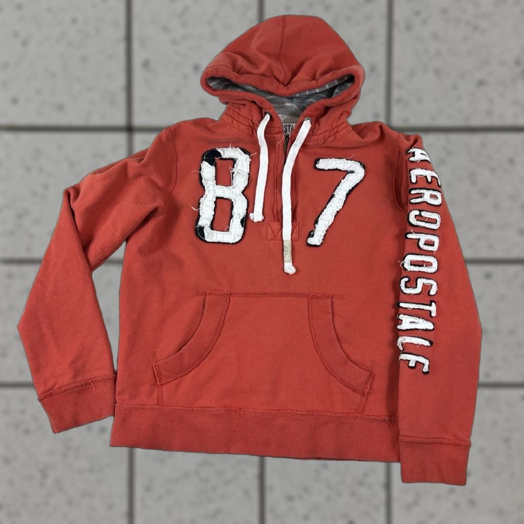 Aeropostale VINTAGE Aeropostale Hoodie Mens Medium Red Embroidered Zip Pullover Hooded Pockets Y2K Heritage 87 Outdoor Classic Size US M / EU 48-50 / 2 - 1 Thumbnail