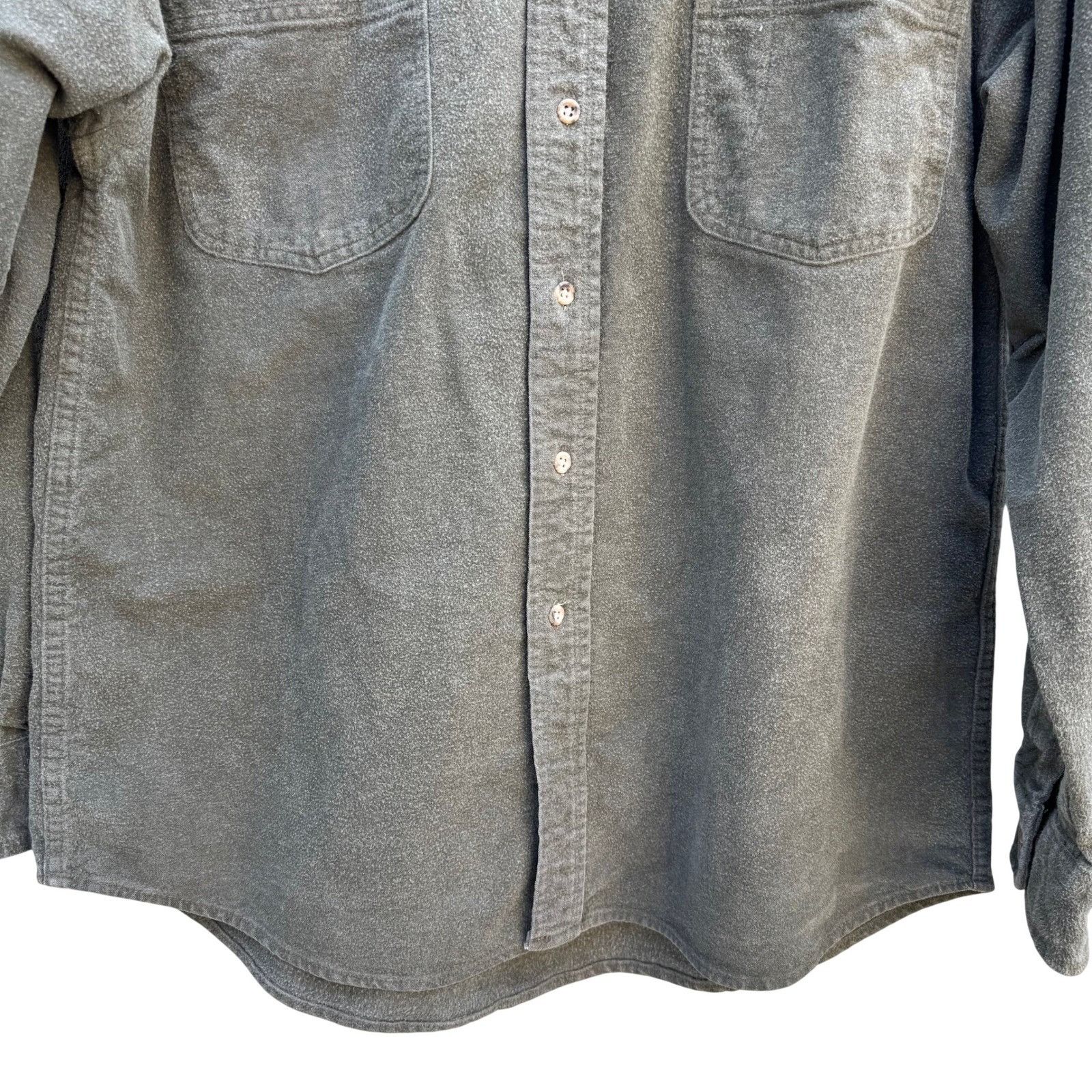 Eddie Bauer Eddie Bauer Vintage Mens Olive Green Heavy Cotton Chamois Sh Size US L / EU 52-54 / 3 - 10 Thumbnail