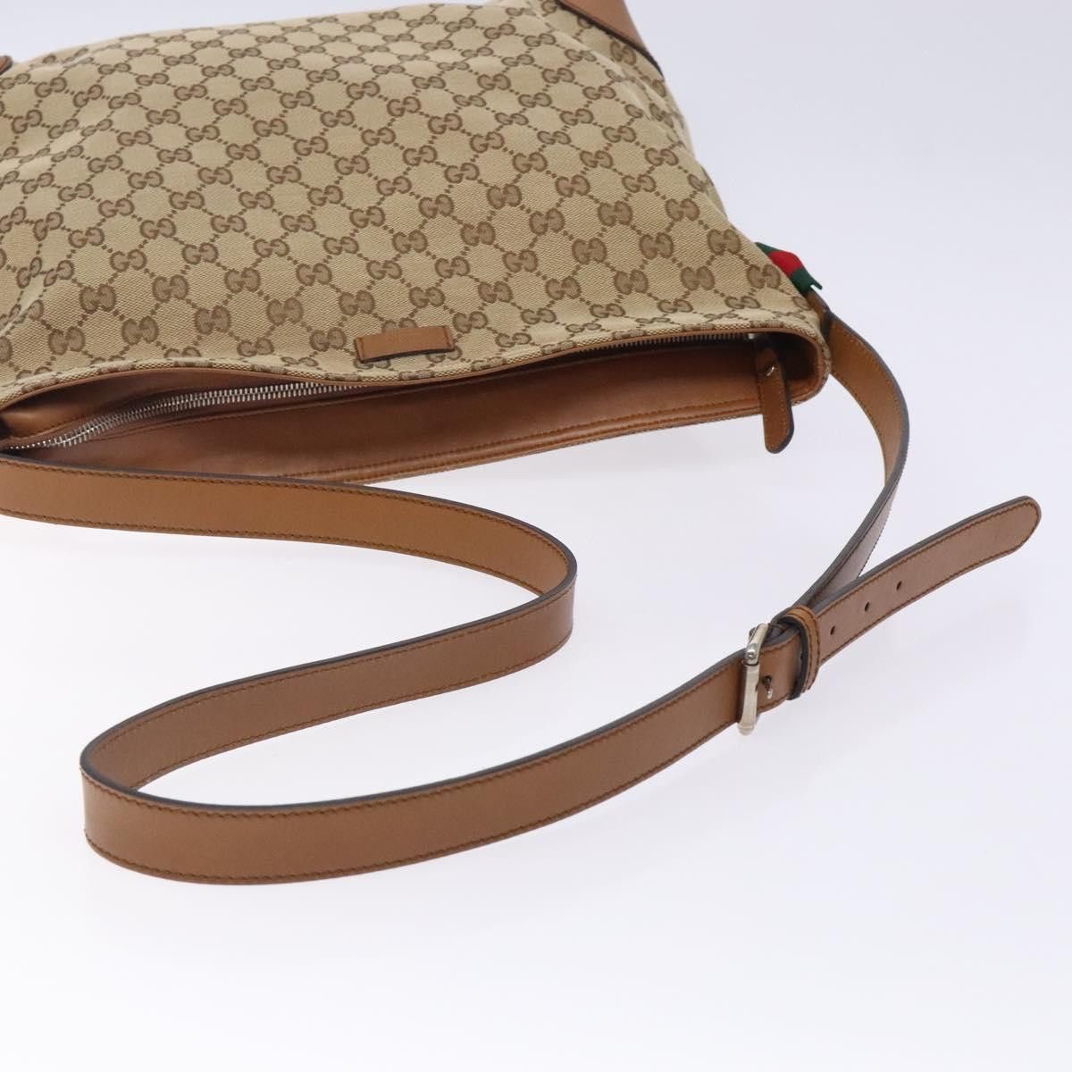 Gucci GUCCI GG Canvas Web Sherry Line Shoulder Bag Beige Silver Size ONE SIZE - 7 Thumbnail