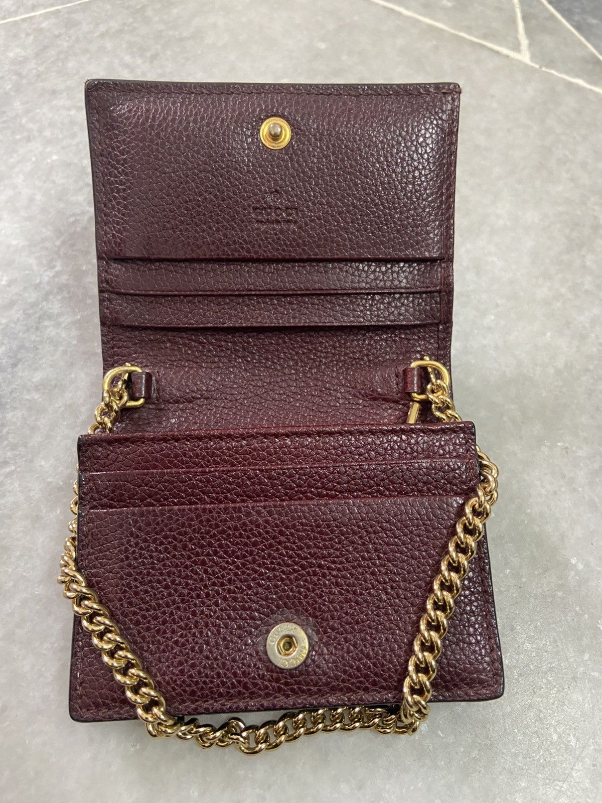 Gucci Gucci Zumi Leather Gold Chain Bi-Fold Mini Wallet Size ONE SIZE - 8 Thumbnail