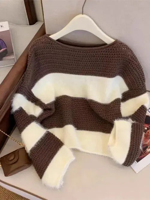 striped mohair loose sweater
