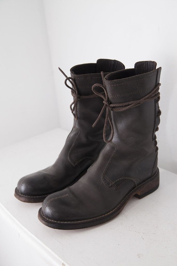 image of Neil Barrett Leather Biker Boots in Brown, Women's (Size 6)