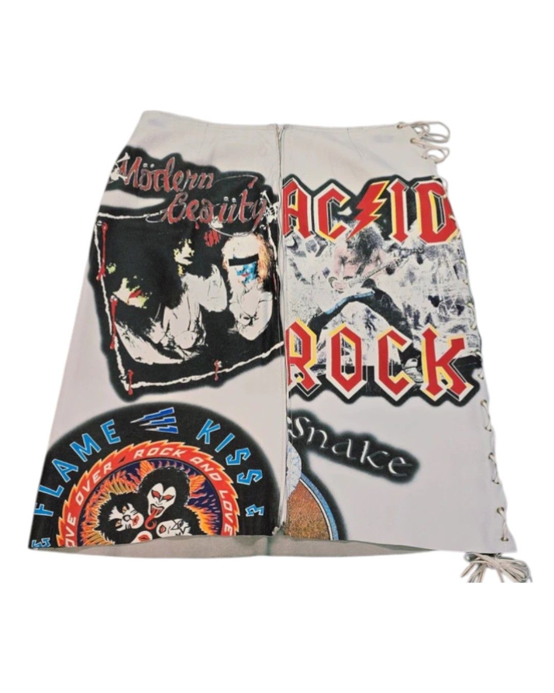 Dolce & Gabbana RARE ACID ROCK LEATHER PRINTED SKIRT Size 28" / US 6 / IT 42 - 1 Thumbnail