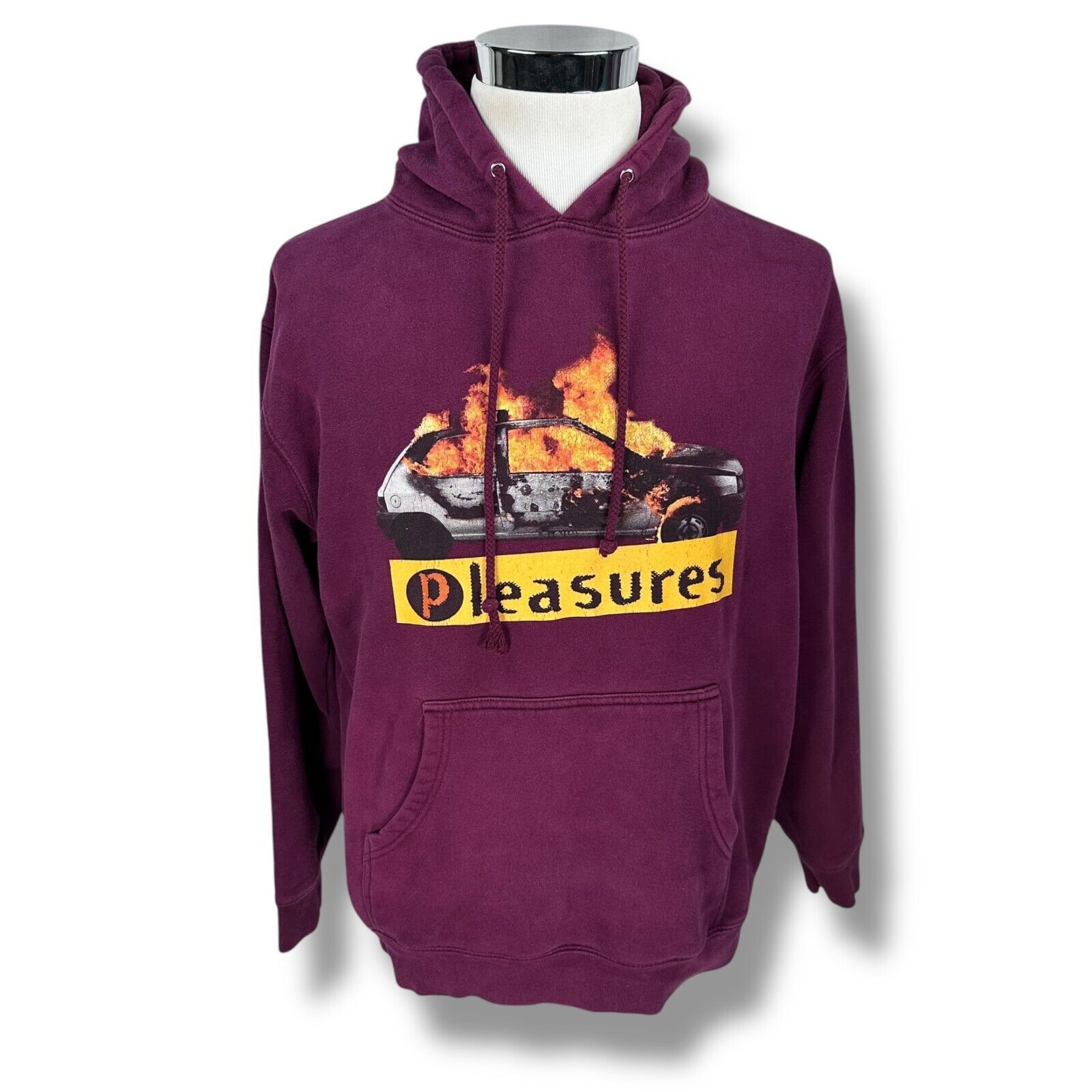 Pleasures Pleasures Burning Car Hoodie Men’s Medium Maroon Cotton Size US M / EU 48-50 / 2 - 1 Thumbnail