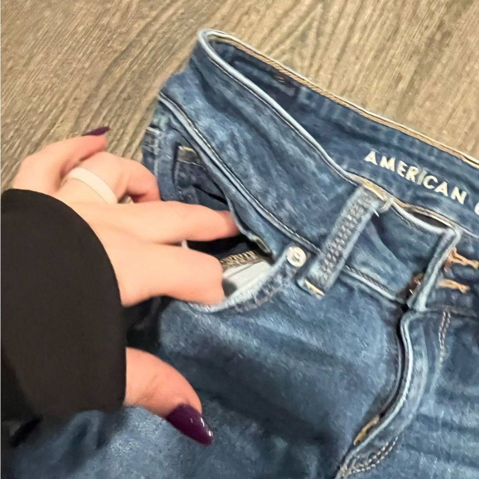 American Eagle Outfitters American Eagle Straight Jeans Super Stretch Distressed Size 27" / US 4 / IT 40 - 4 Thumbnail