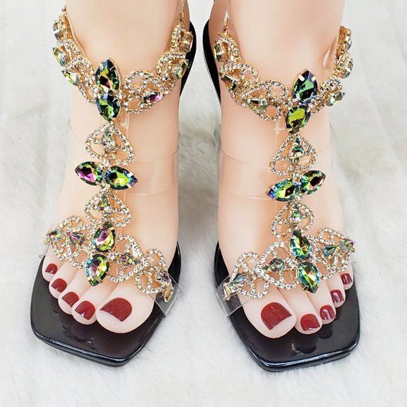Other Breezy Jewels Rhinestone 4" High Heel Sandals Prom Wedding P Size US 6.5 / IT 36.5 - 7 Thumbnail