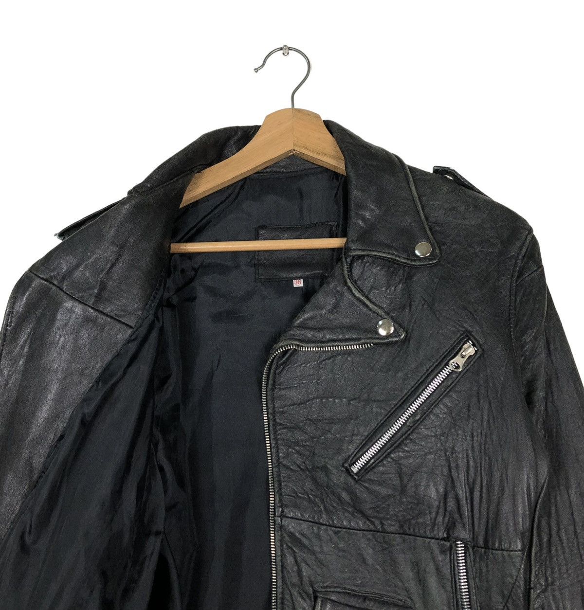 Toyo Enterprises 🔥VINTAGE LEATHER BIKER JACKET DOUBLE BREAST Size US S / EU 44-46 / 1 - 13 Thumbnail