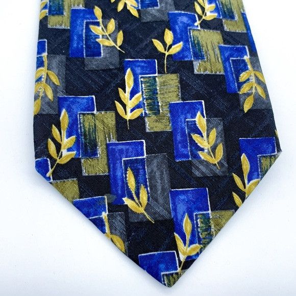 Hugo Boss Hugo Boss Geometric Blue and Gold Tie Size ONE SIZE - 6 Thumbnail