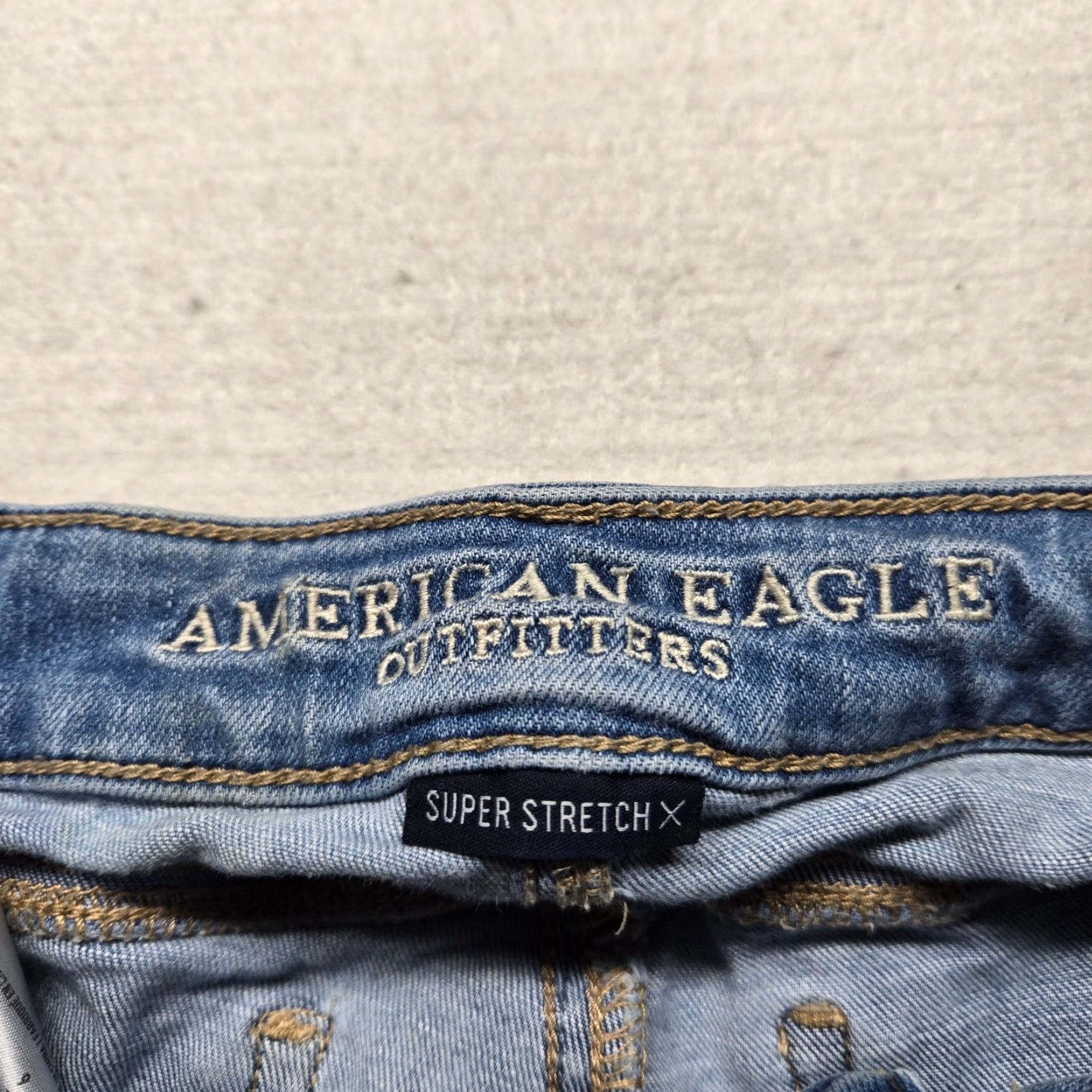 American Eagle Outfitters American Eagle Outfitters Jeans Jegging Super Stretch X Blue Denim Pants Destroyed Womens 2 Size 26" / US 2 / IT 38 - 3 Thumbnail