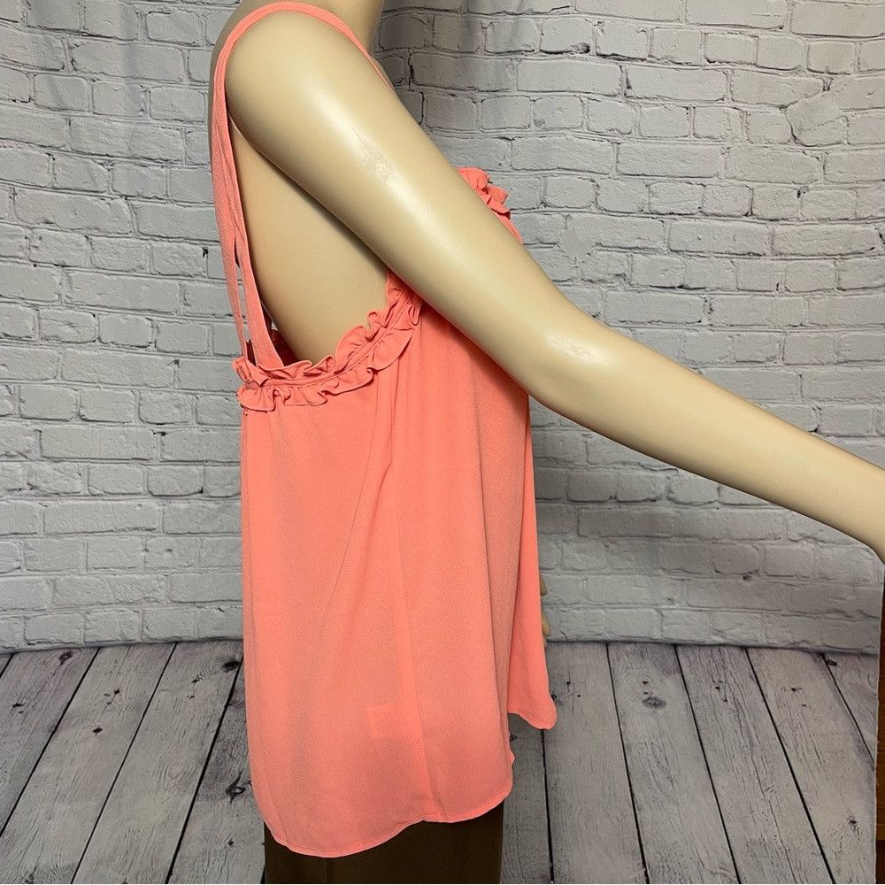 Ann Taylor New Ann Taylor Orange Ruffle Trim Tank Top Blouse Size L Size L / US 10 / IT 46 - 4 Thumbnail