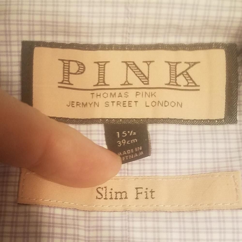 Thomas Pink Thomas Pink Men's Purple Slim Fit Dress Shirt 15 1/2 Size 38R - 3 Thumbnail