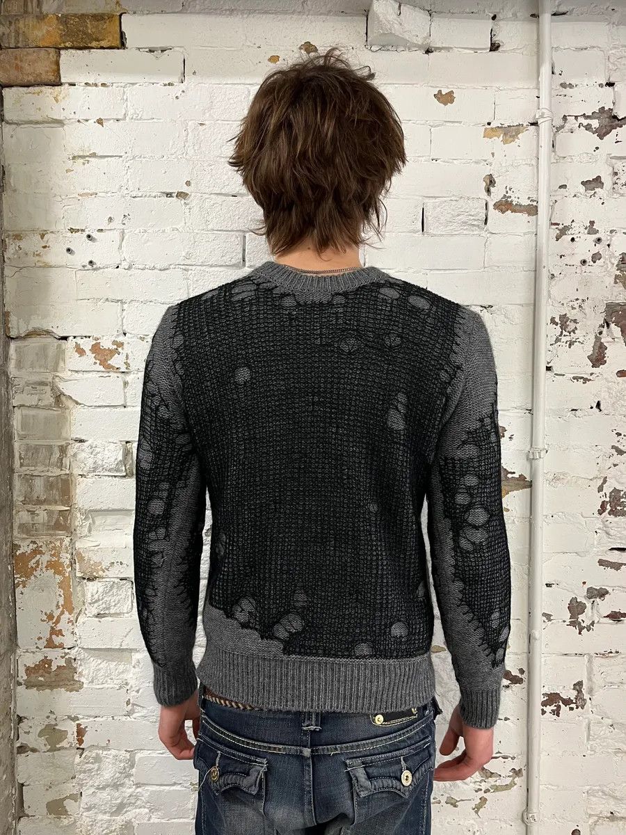 Diesel Diesel Grey & Black Distressed Spider Web Knit Sweater Size US S / EU 44-46 / 1 - 3 Thumbnail