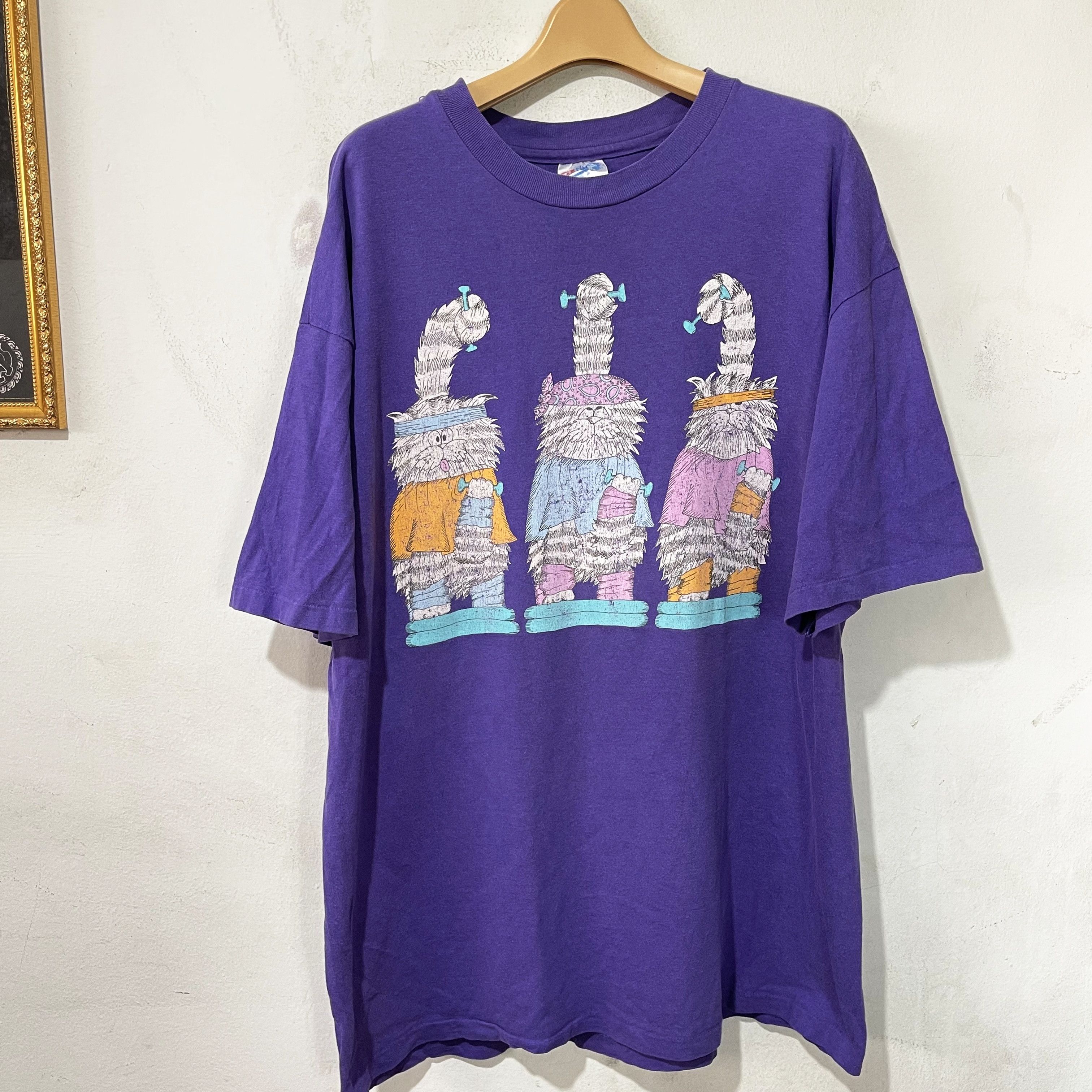 Vintage Vintage 90s Three Cats Graphic T-Shirt Size US XL / EU 56 / 4 - 1 Thumbnail