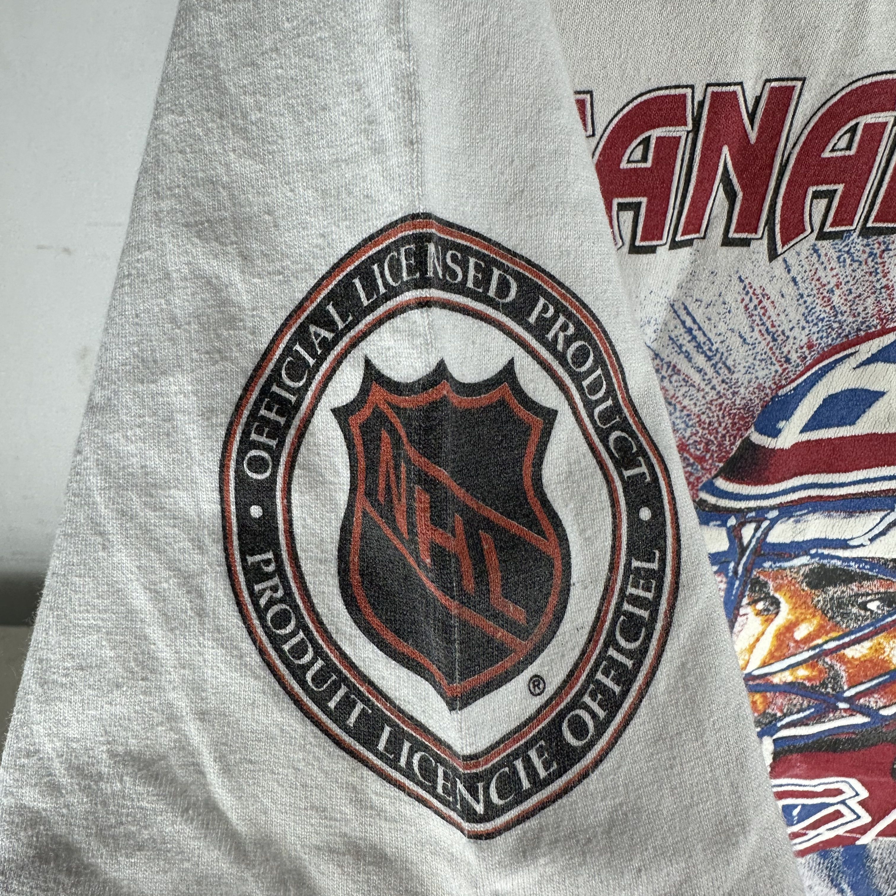 Vintage 1993 Montreal Canadiens Bulletin Athletic AOP NHL T-shirt Size US XL / EU 56 / 4 - 8 Thumbnail