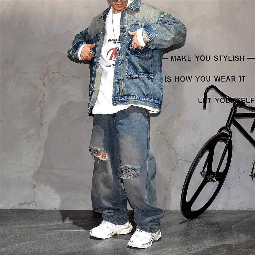Vintage Streetwear Denim Jacket Loose Distressed Size US M / EU 48-50 / 2 - 3 Thumbnail