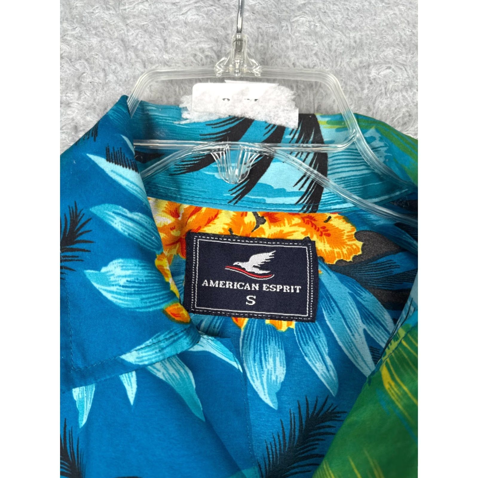 Esprit American Esprit Shirt Men Small Blue Floral Palm Sailboat Polyester Hawaiian Button-Up Short Sleeve Mens Size US S / EU 44-46 / 1 - 7 Thumbnail
