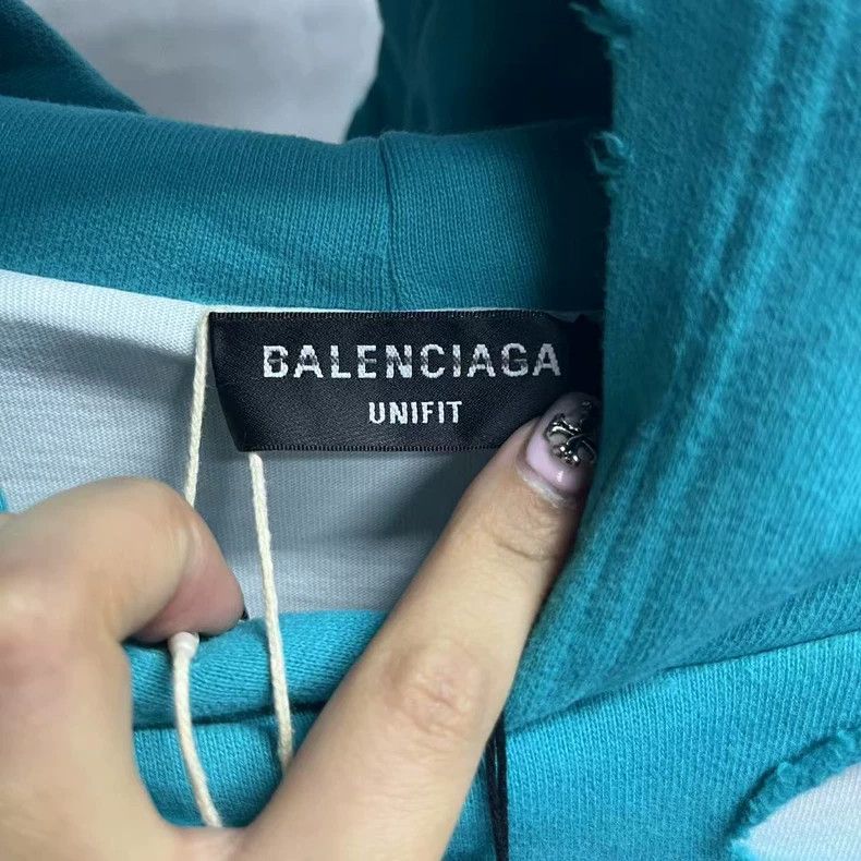 Balenciaga Balenciaga Sky blue monogrammed ripped hoodie 2505-Nextarro Size US XS / EU 42 / 0 - 2 Thumbnail