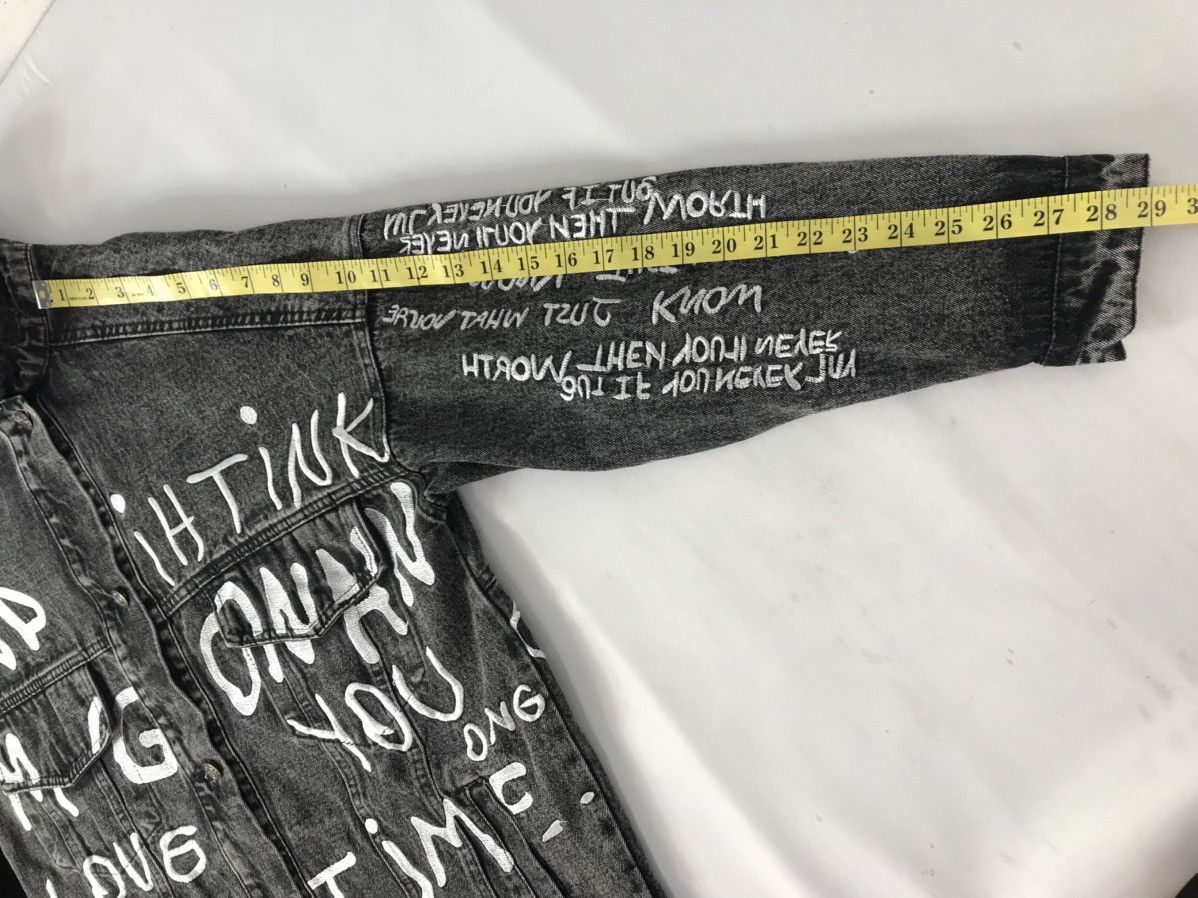 Japanese Brand Black Denim Jacket Trucker Street Art Style Printed Size US XL / EU 56 / 4 - 16 Thumbnail