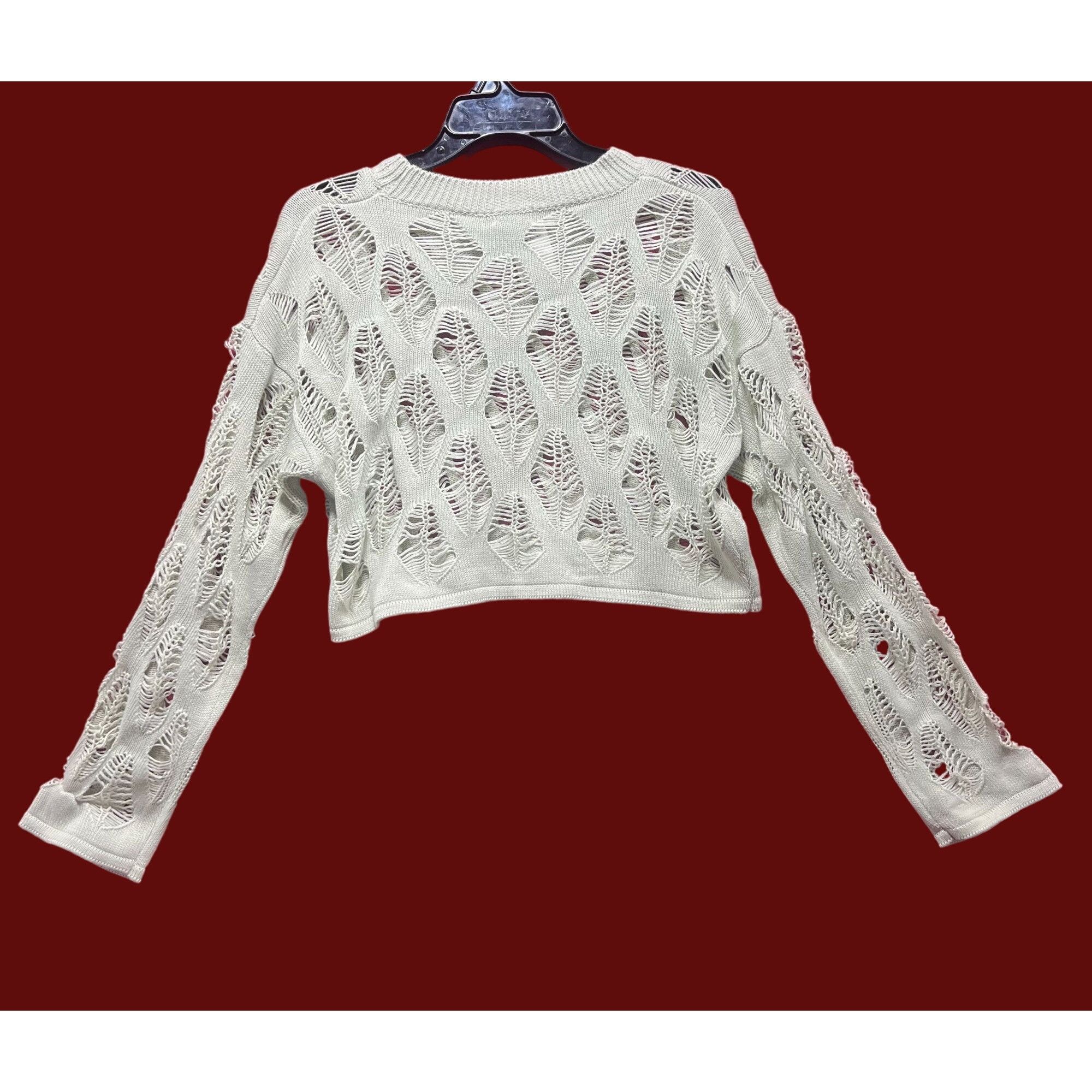 rue21 Rue 21 - Women's Openwork Knit Cropped Sweater - Pastel Gree Size XS / US 0-2 / IT 36-38 - 2 Thumbnail