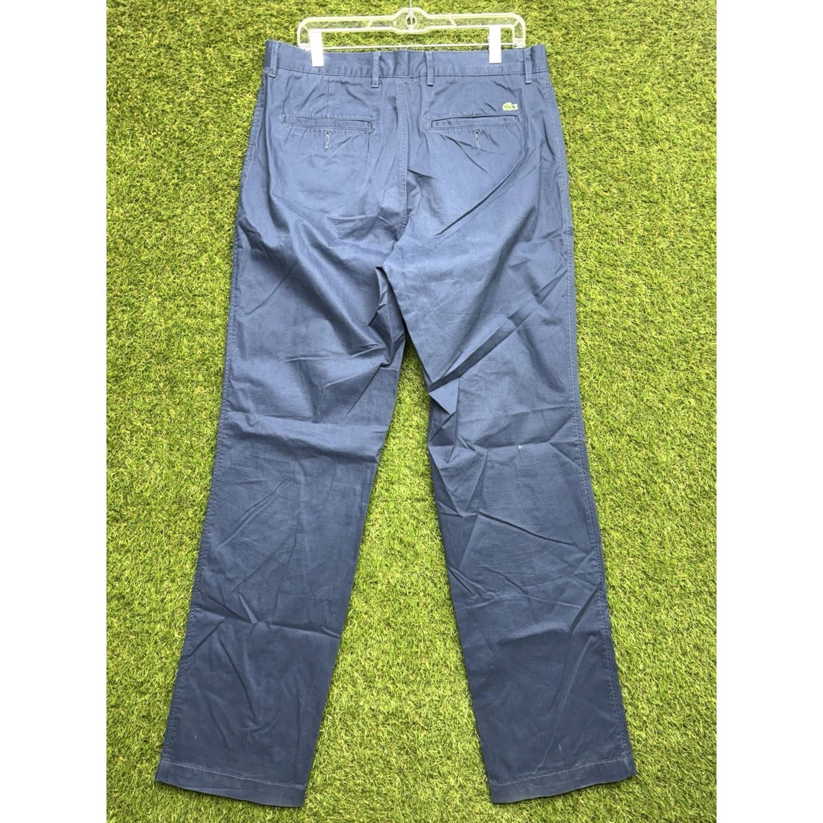 Lacoste Lacoste Slim Fit Blue Cotton Blend Pants Mens 34 Dress Pants Mid Rise 34x34 Zipper Button Logo Slimming Pockets Flat Front Straight Tailored Black? Size US 34 / EU 50 - 2 Thumbnail