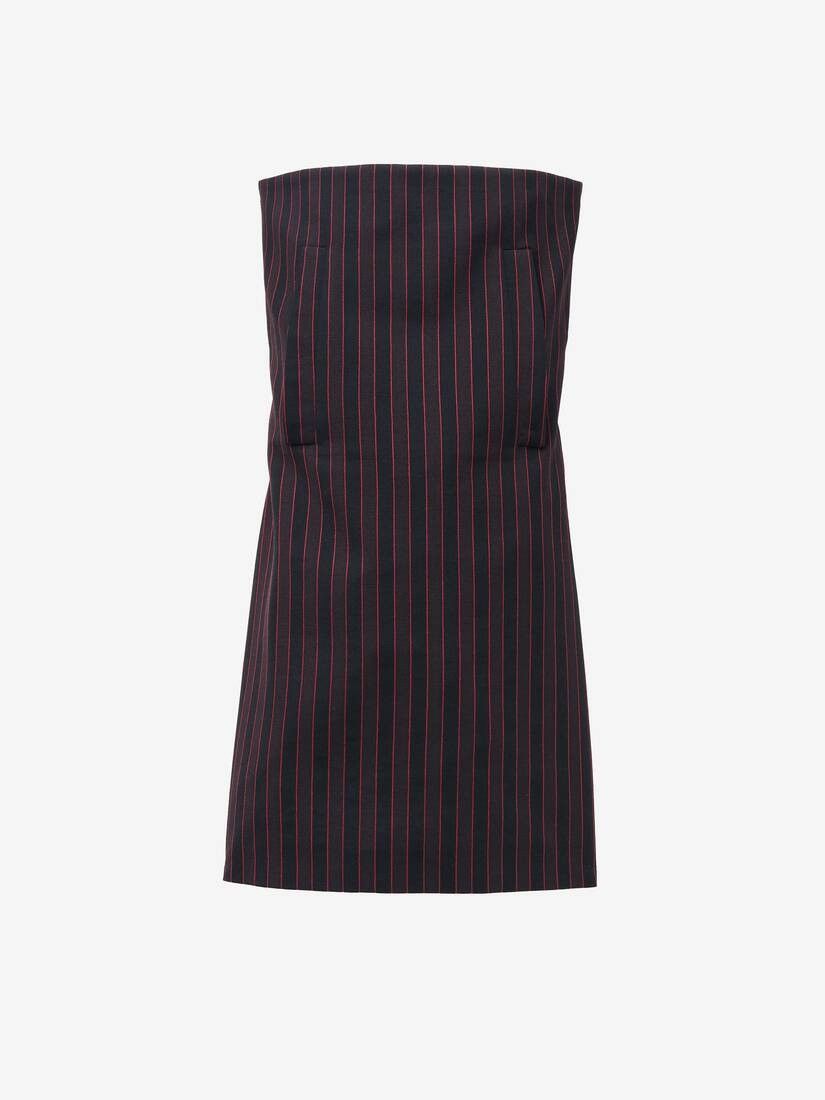 Alexander McQueen o1srvl11e0226 Pinstripe Mini Dress In Bordeaux Size L / US 10 / IT 46 - 1 Thumbnail