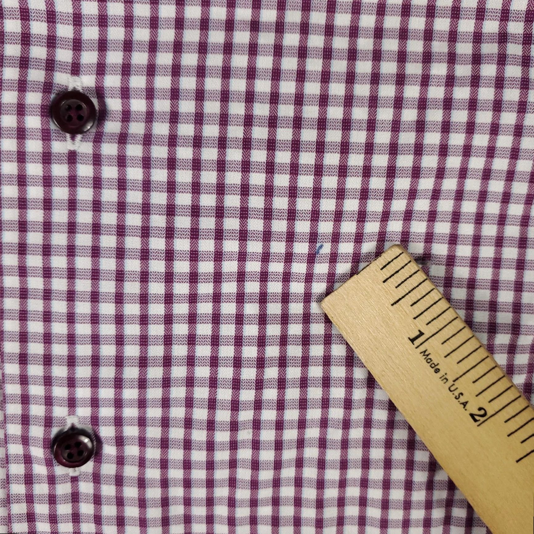 David Donahue David Donahue Dress Shirt Mens 17 Slim Fit Long Sleeve Purple Check Business Classic Size 46R - 3 Thumbnail