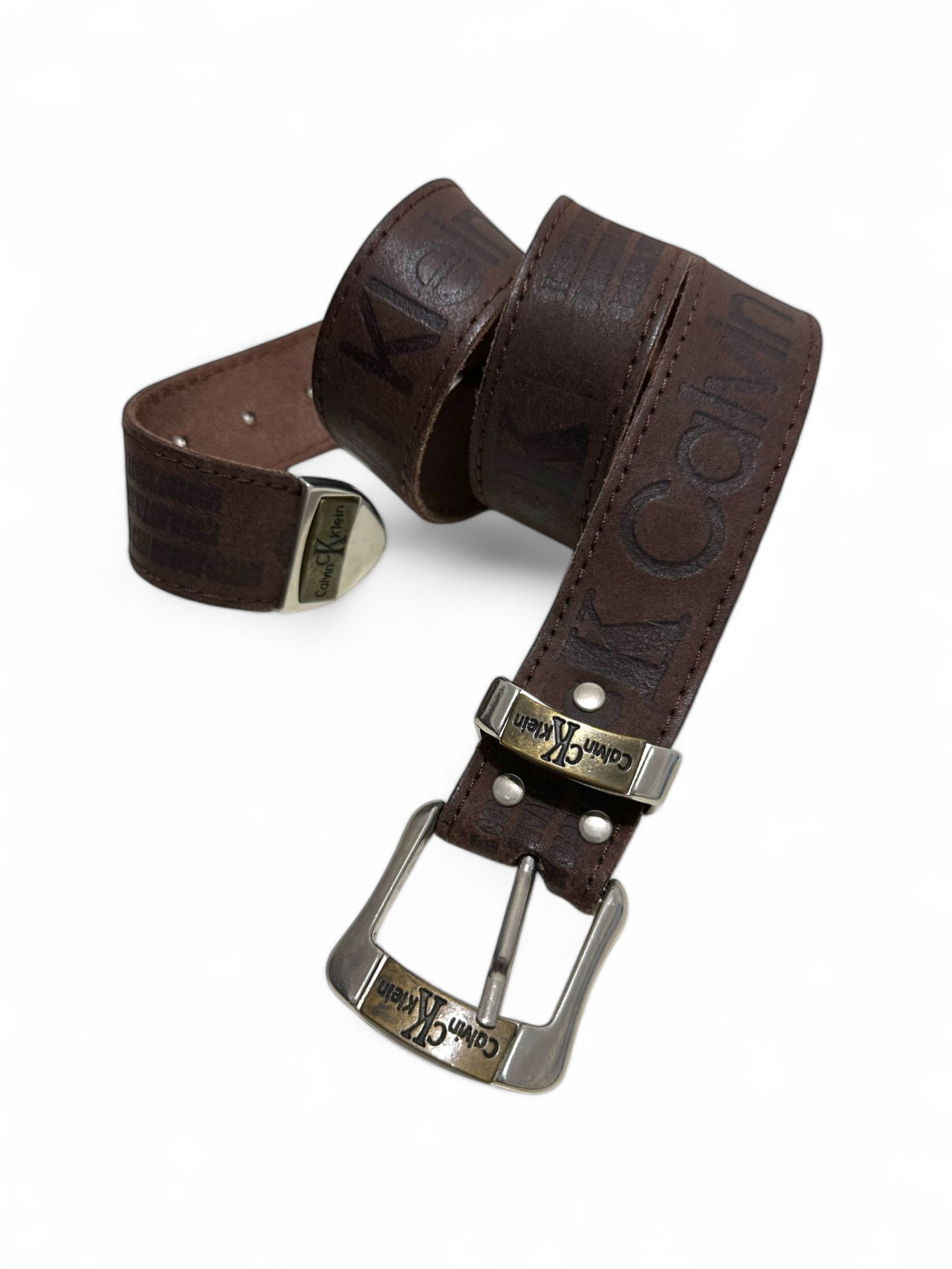 Calvin Klein × Vintage Calvin Klein Vintage Brow Leather Belt (S) Size 30 - 1 Thumbnail