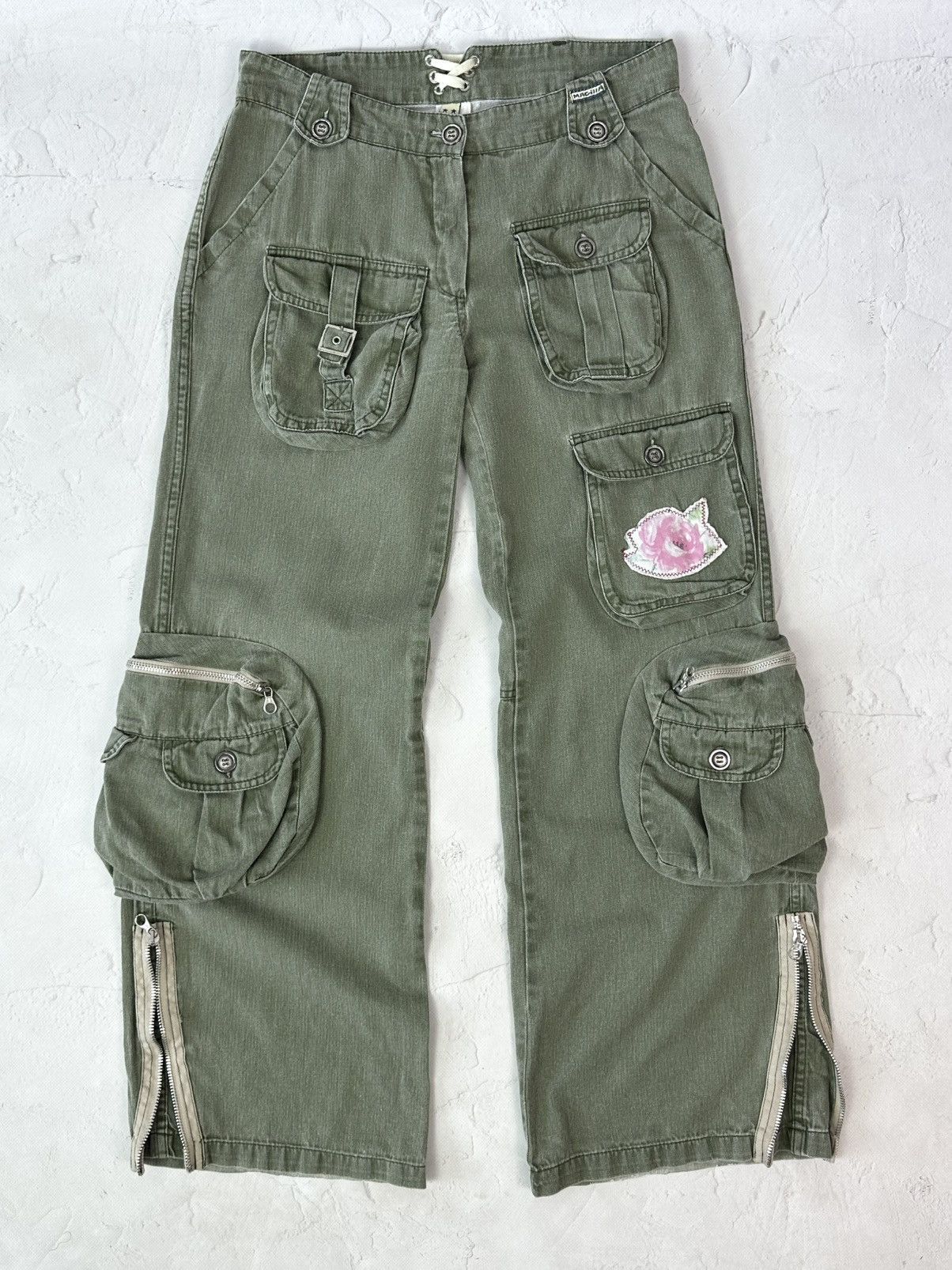 If Six Was Nine Vintage Cargo Khaki Flared Pants Size 28" / US 6 / IT 42 - 1 Thumbnail