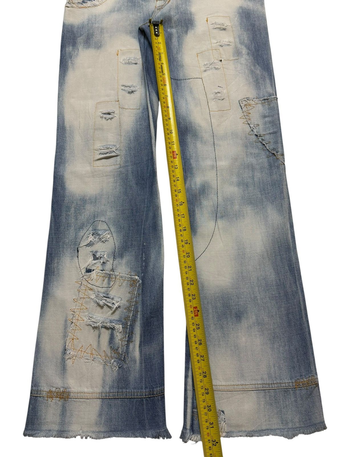 If Six Was Nine Vintage Y2K Japanese Brand Acid Wash Sashiko Patch Wide Leg Size US 32 / EU 48 - 8 Thumbnail