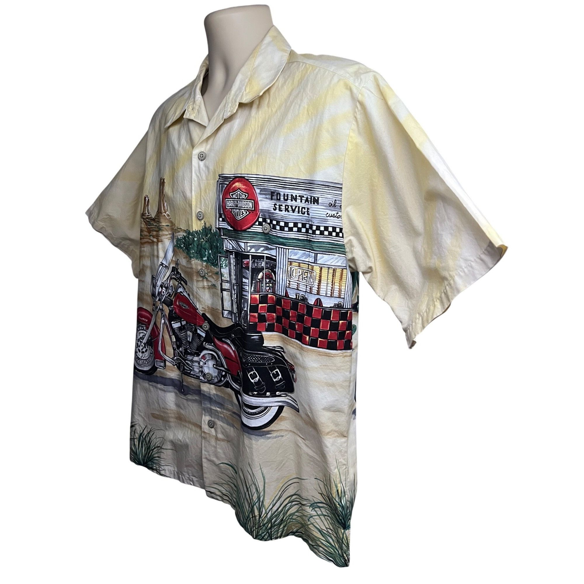 Harley Davidson Harley Davidson Mens Vintage Yellow Motorcycle Big Print But Size US L / EU 52-54 / 3 - 3 Thumbnail