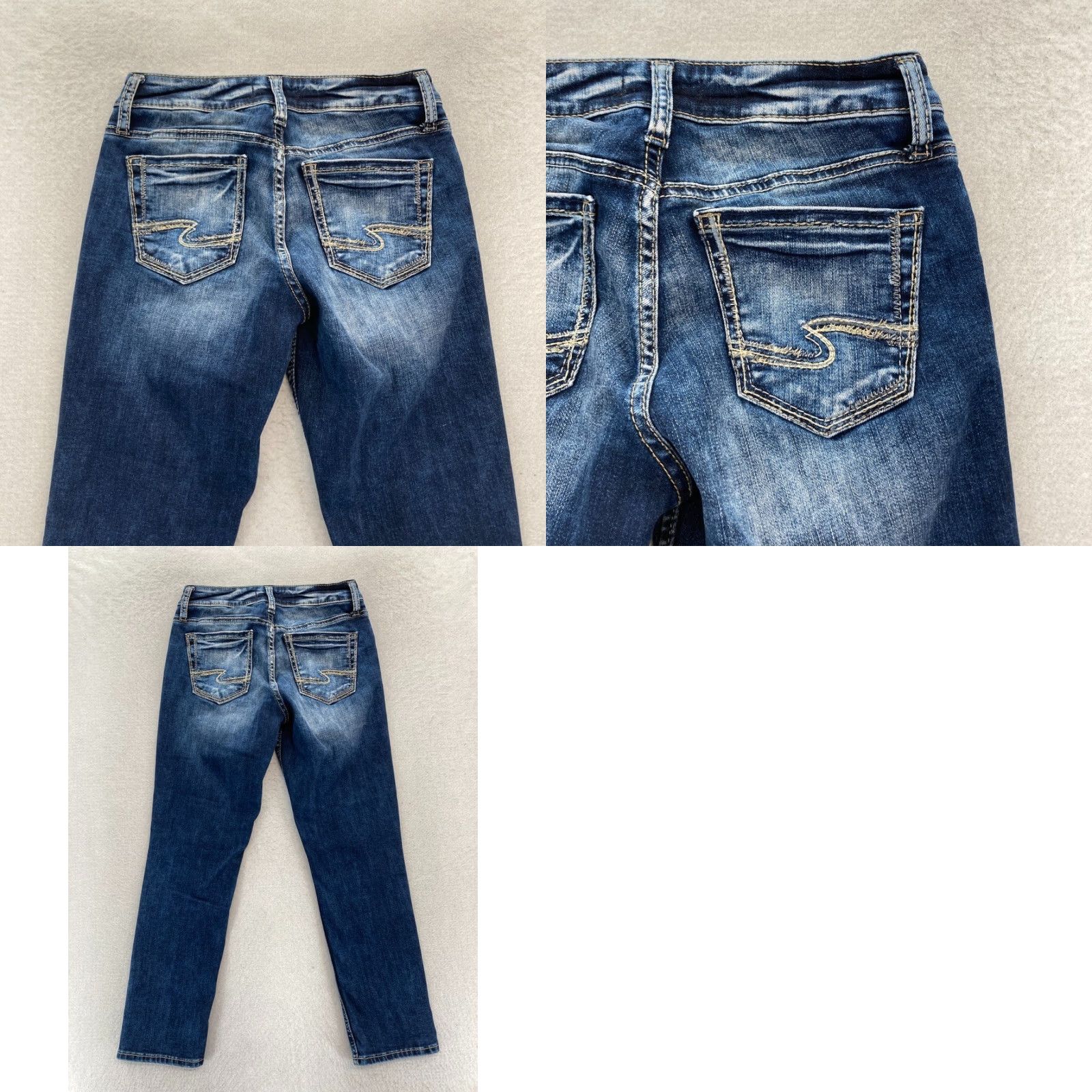 Silver Jeans Co. Silver Jeans Suki Capri Jeans Women's 26 Dark Wash Blue Denim Slim Leg Cropped Capri Size 26" / US 2 / IT 38 - 9 Thumbnail