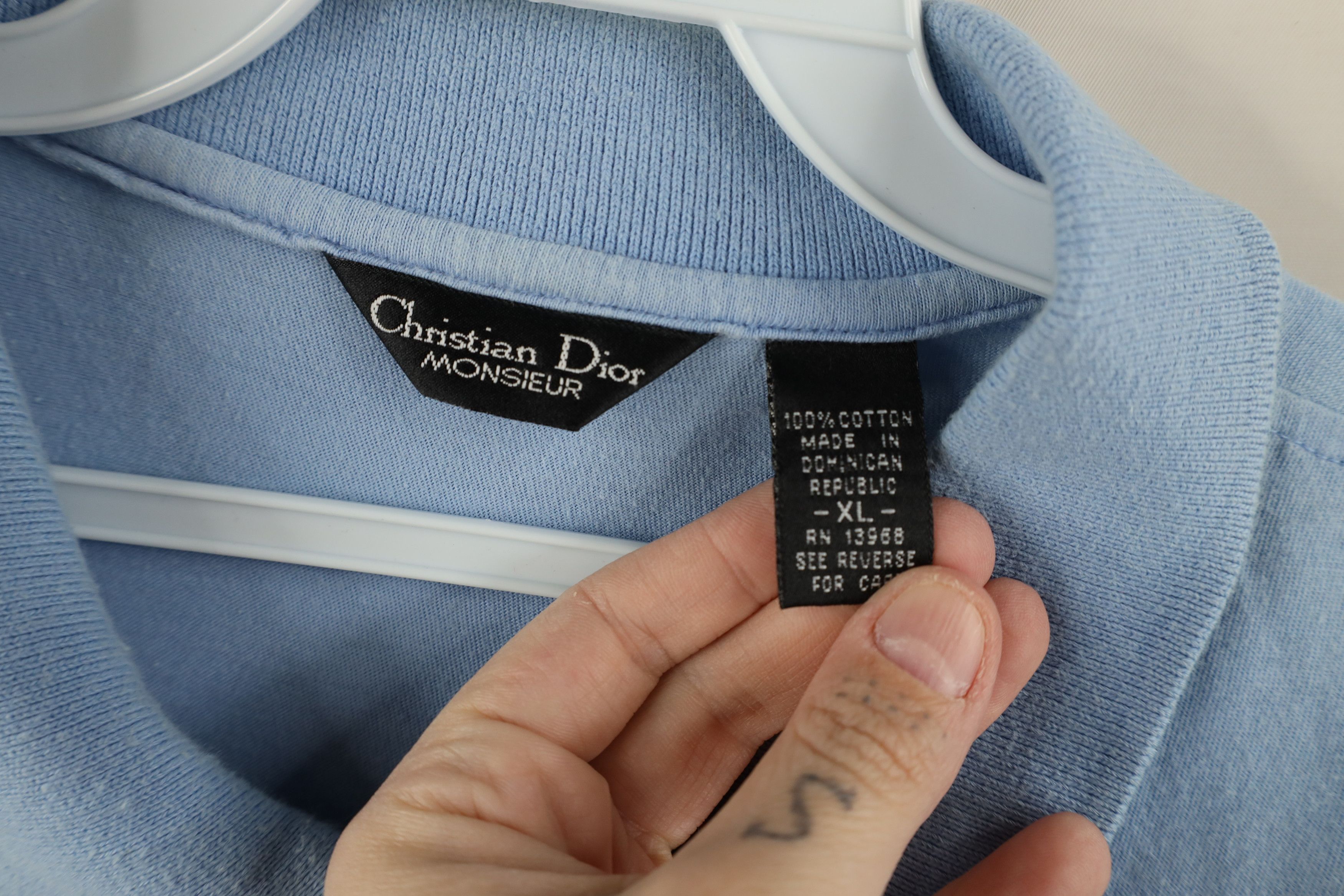 Christian Dior Monsieur × Vintage Vintage 90s Christian Dior Spell Out Crest Polo Shirt Blue Size US XL / EU 56 / 4 - 9 Thumbnail