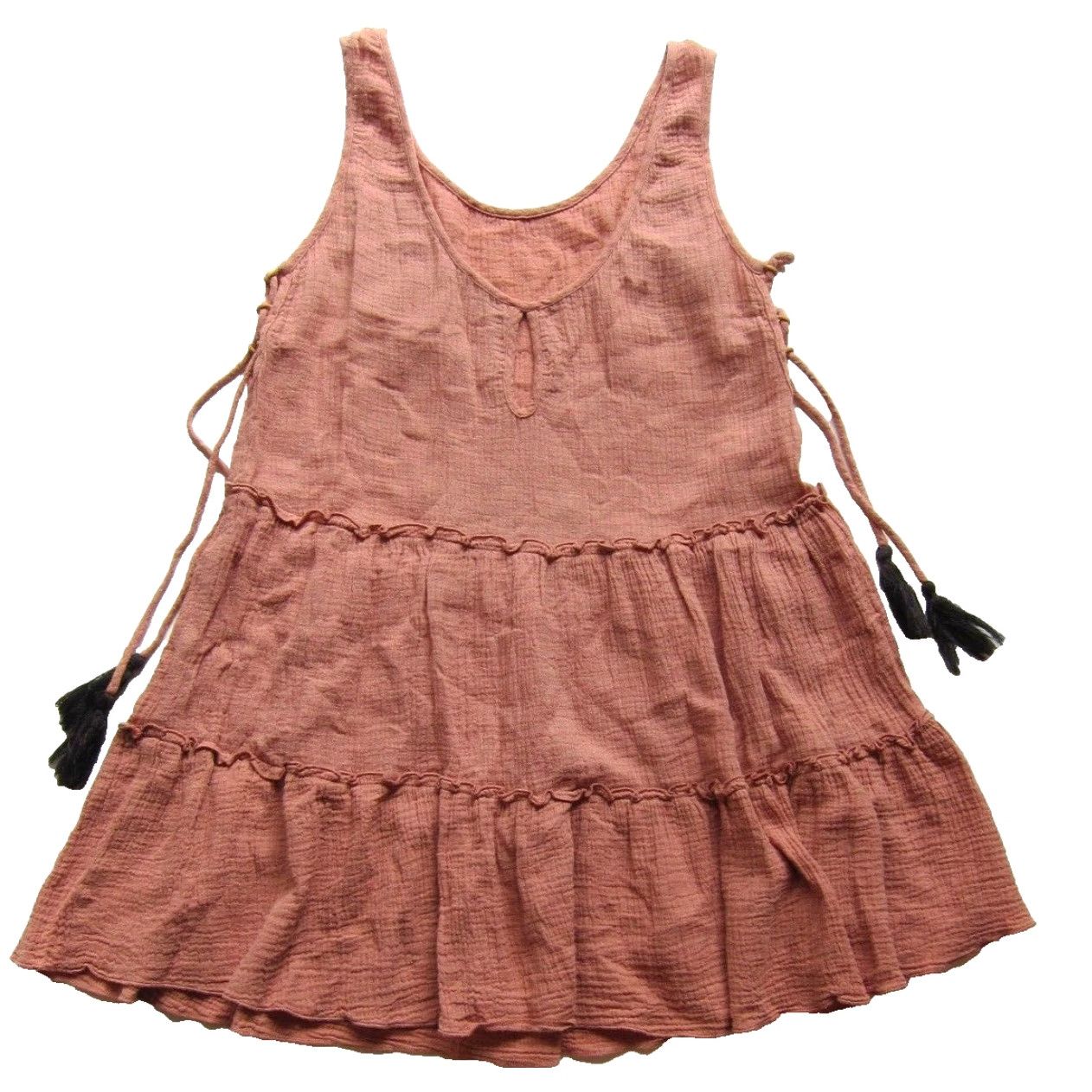 Anthropologie THML Anthropologie Tank Dress 100% Cotton Gauze Pink Embroidered Tiered Medium Women sleeveless round neck Tank Dress Size M / US 6-8 / IT 42-44 - 2 Thumbnail