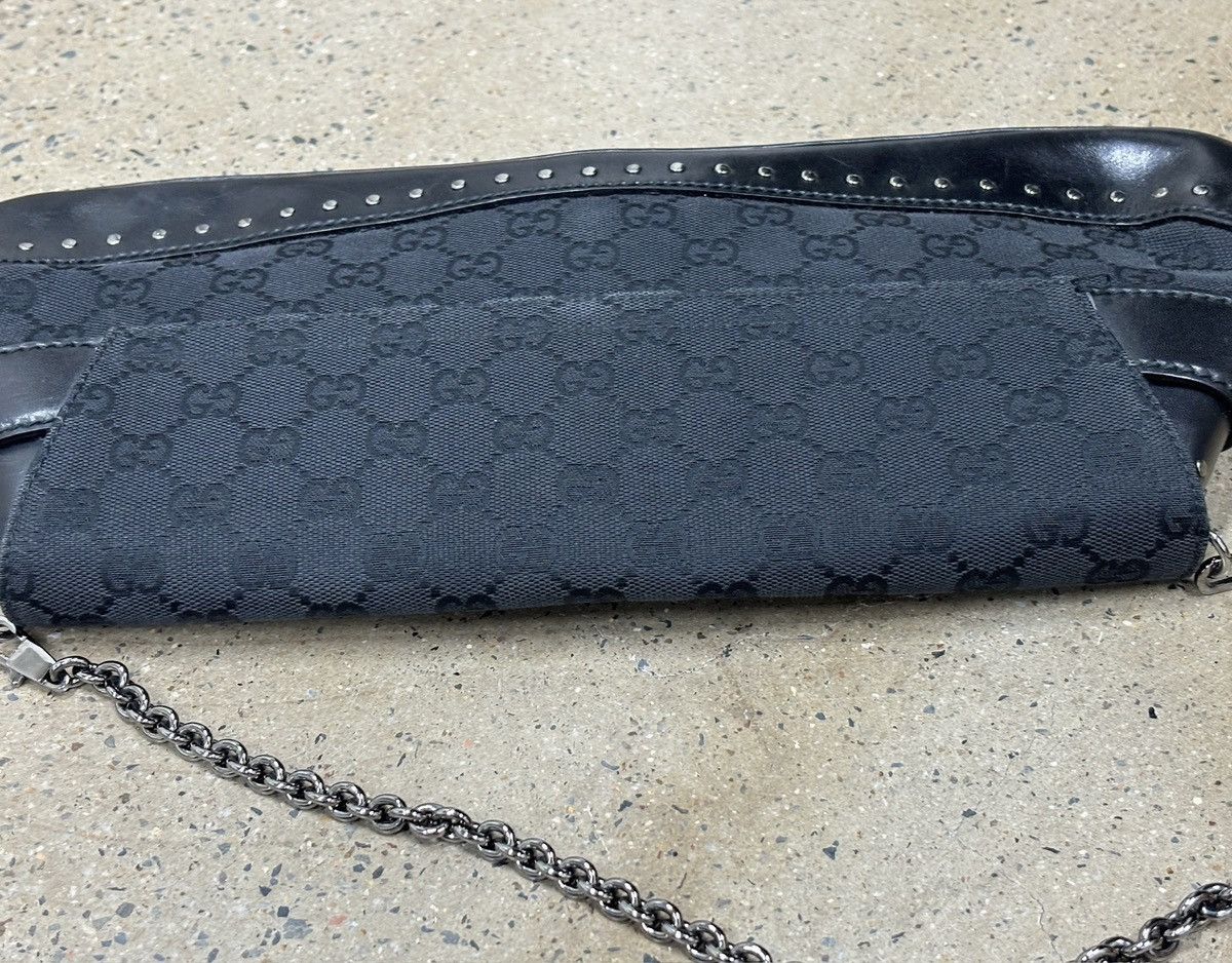 Gucci GUCCI Black GG Canvas Horsebit Chain Large Clutch Bag Size ONE SIZE - 10 Thumbnail