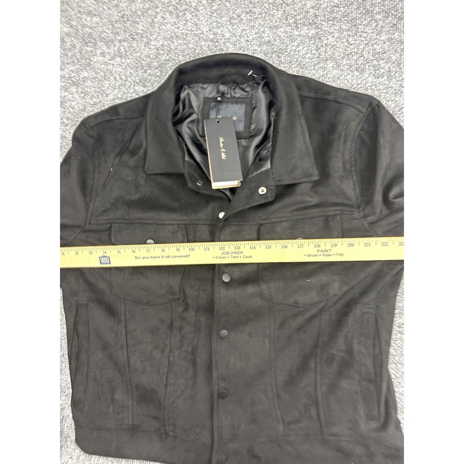 ASH Porter & Ash Jacket Mens Large Black Faux Suede Bomber Snap Front Pockets Lined Size US L / EU 52-54 / 3 - 5 Thumbnail