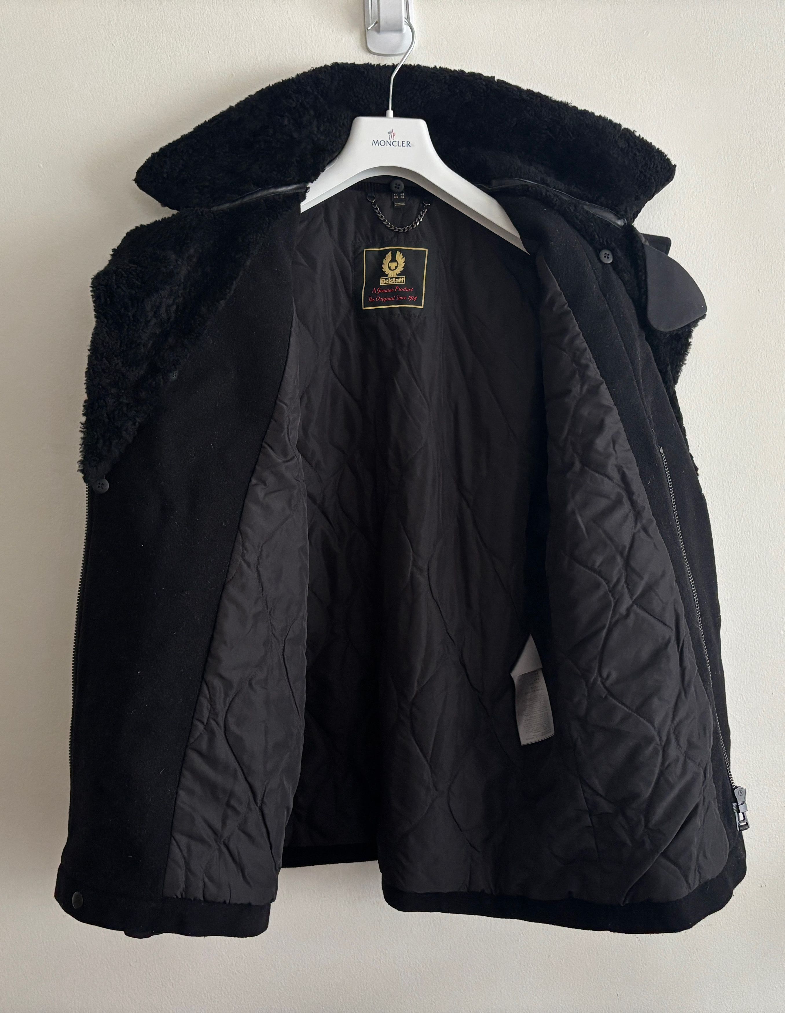Belstaff Black Wool Trail Jacket / Pea Coat Shearling Collar Size US M / EU 48-50 / 2 - 17 Thumbnail