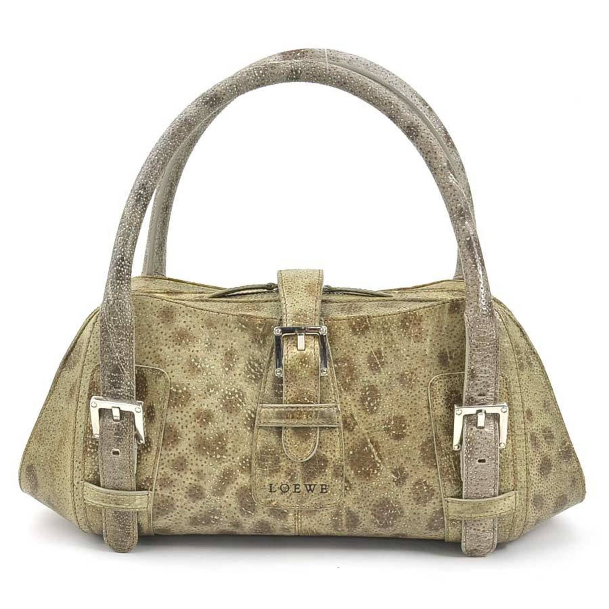 image of Loewe Handbag Senda Leather Beige/brown/gray Silver Ladies, Women's