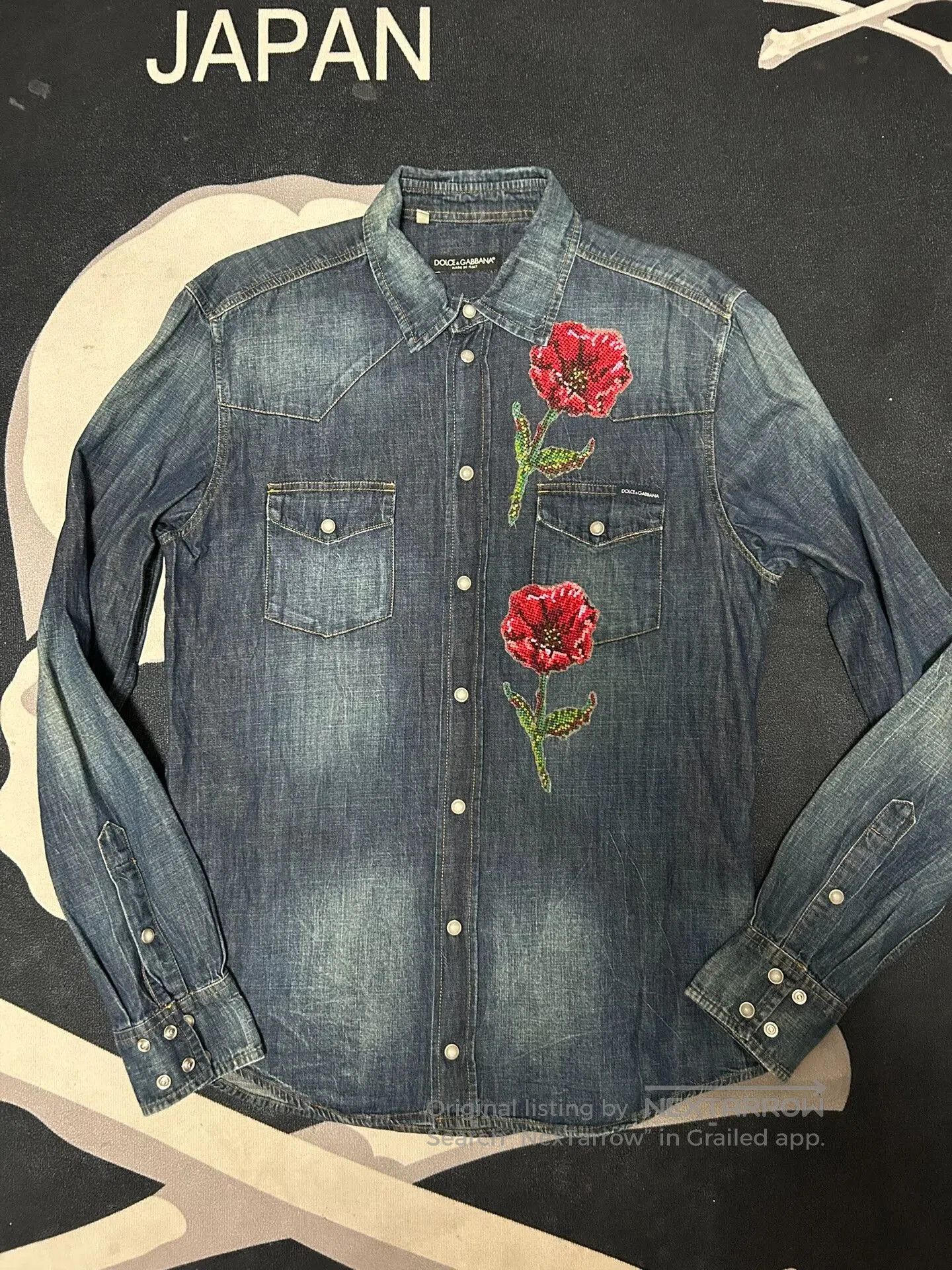 Dolce & Gabbana Dolce & Gabbana Floral Denim Shirt. Size US XXL / EU 58 / 5 - 2 Thumbnail