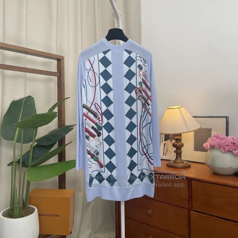 Hermes Hermes Minimalist saddle buckle long-sleeve dress in blue Size XXS / US 00 / IT 34 - 2 Thumbnail