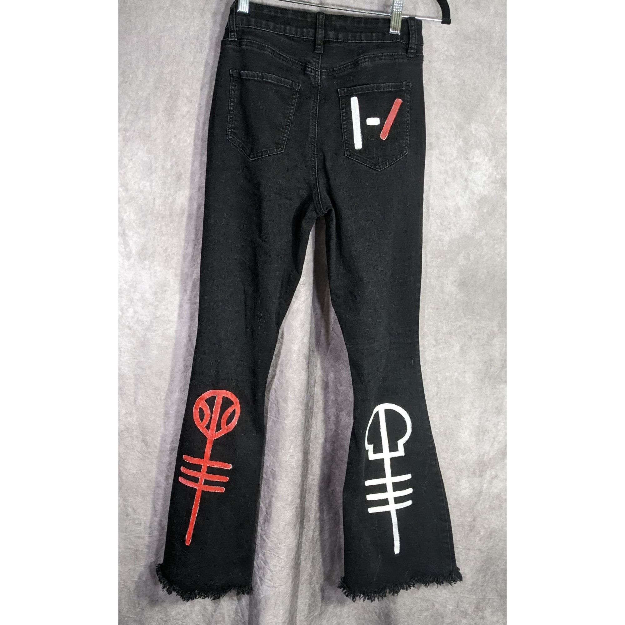 Other Upcycled 21 Pilots Hand-Painted YMI Black Flare Jeans With 2 Size 28" / US 6 / IT 42 - 6 Thumbnail