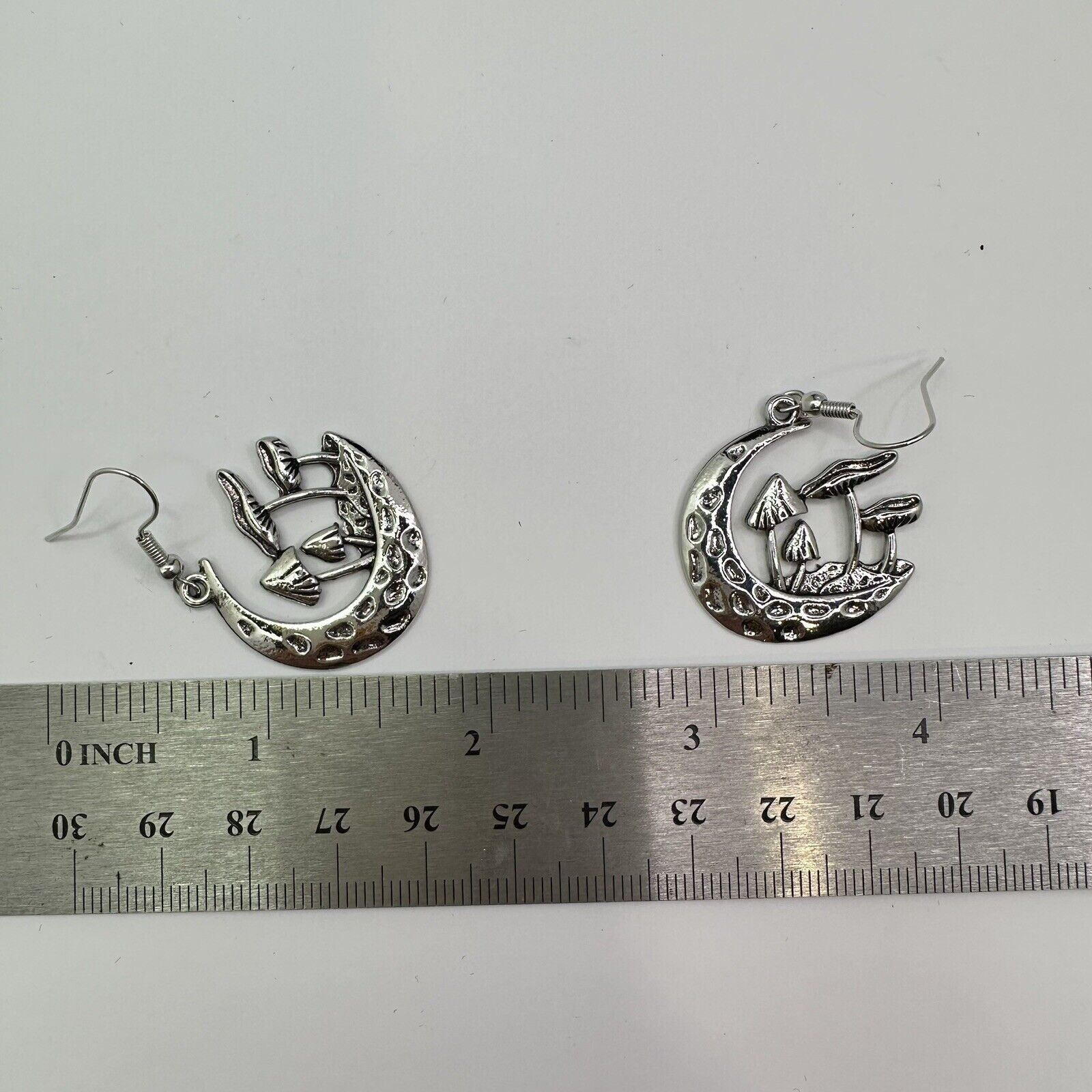 The Unbranded Brand Silver Tone Mushrooms Moon Dangling Hook Earrings New BOHO Size ONE SIZE - 4 Thumbnail